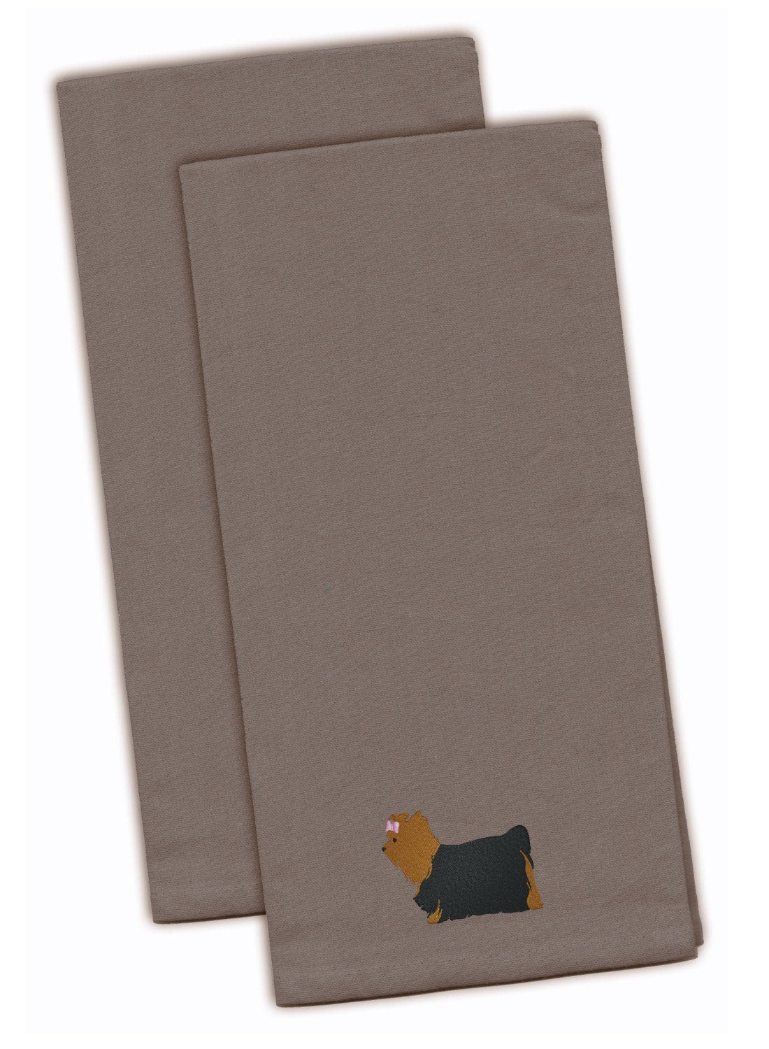 Yorkshire Terrier Yorkie Gray Embroidered Towel Set of 2
