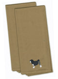 Lowchen Tan Embroidered Towel Set of 2 Decorative Bathroom Guest Hand Towel for Hand, Face, Tea, Dishcloth, 19 X 25, Tan