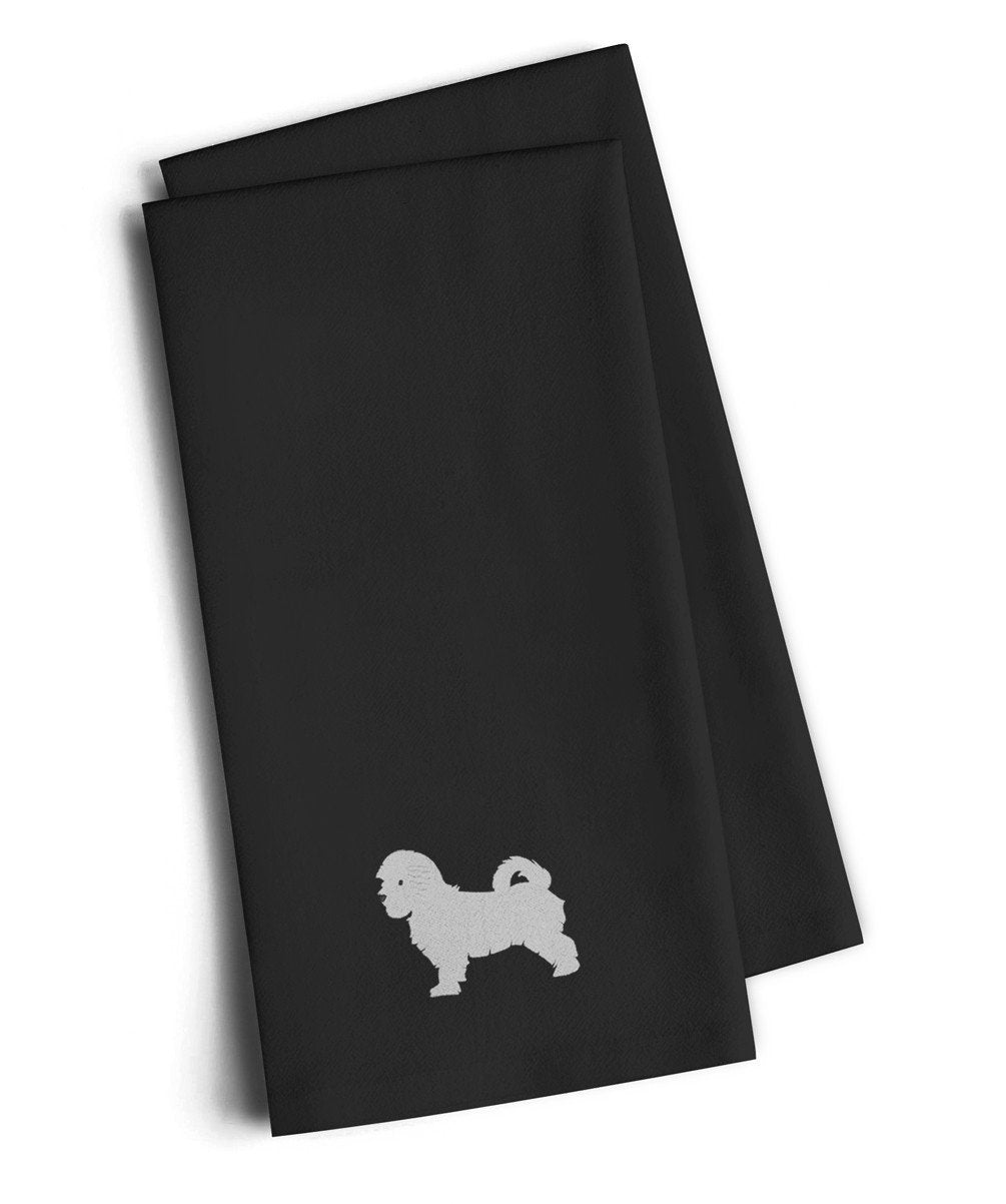 Maltese Black Embroidered Towel Set of 2 Decorative Bathroom Guest Hand Towel for Hand, Face, Tea, Dishcloth, 19 X 25, Black