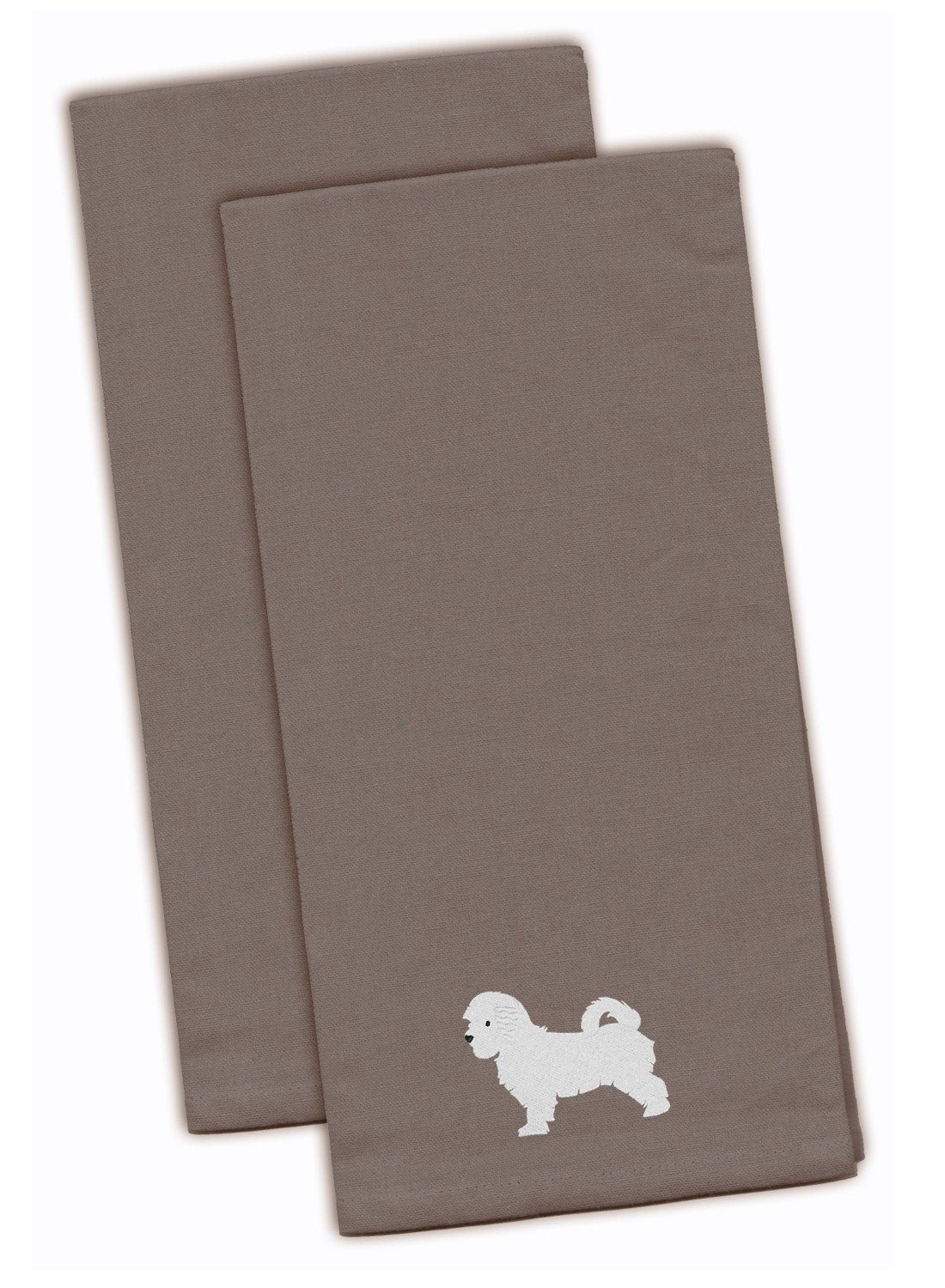Maltese Gray Embroidered Towel Set of 2