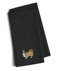 Pekingese Black Embroidered Towel Set of 2 Decorative Bathroom Guest Hand Towel for Hand, Face, Tea, Dishcloth, 19 X 25, Black