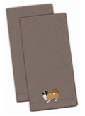 Pekingese Gray Embroidered Towel Set of 2