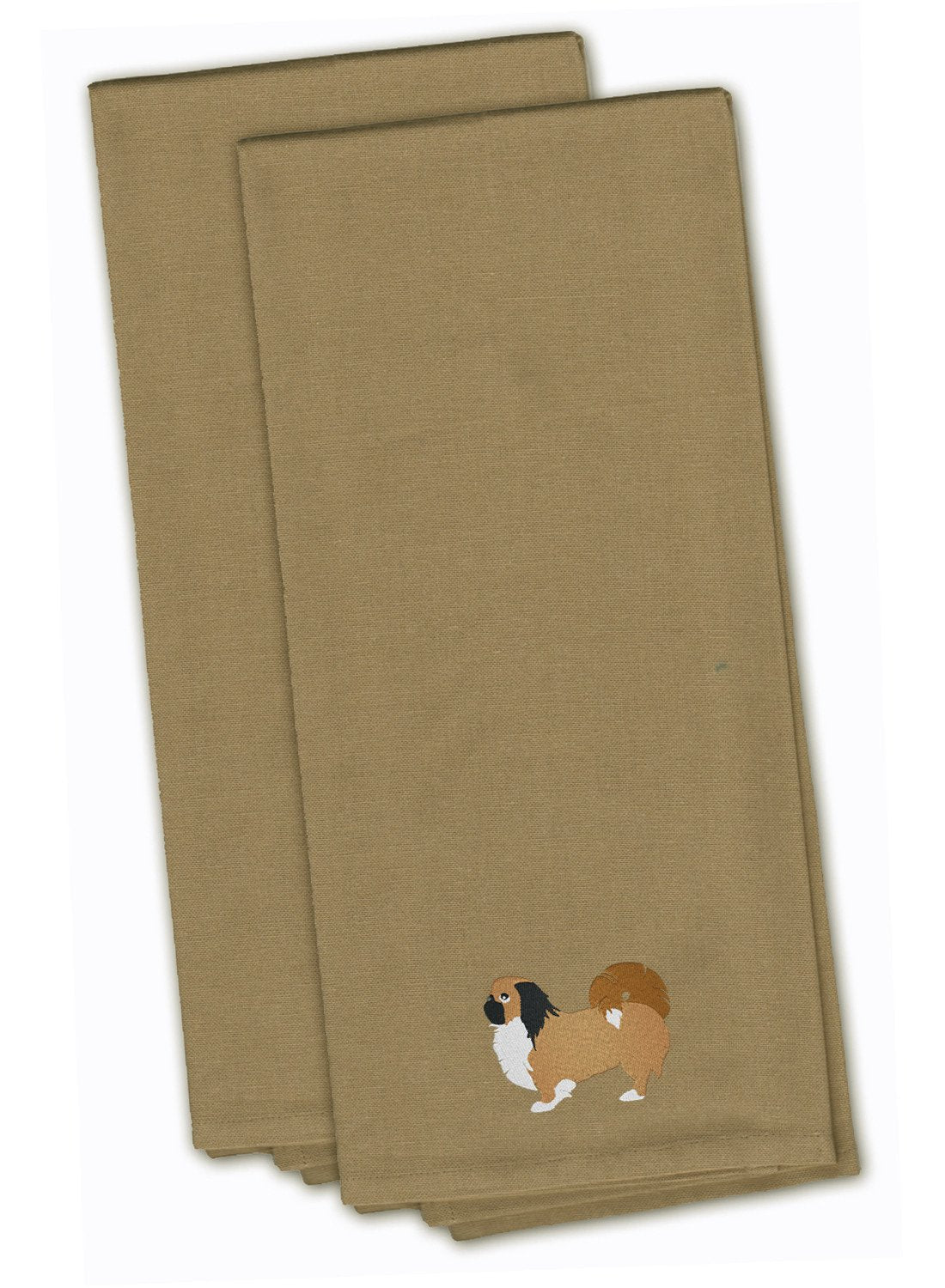 Pekingese Tan Embroidered Towel Set of 2 Decorative Bathroom Guest Hand Towel for Hand, Face, Tea, Dishcloth, 19 X 25, Tan