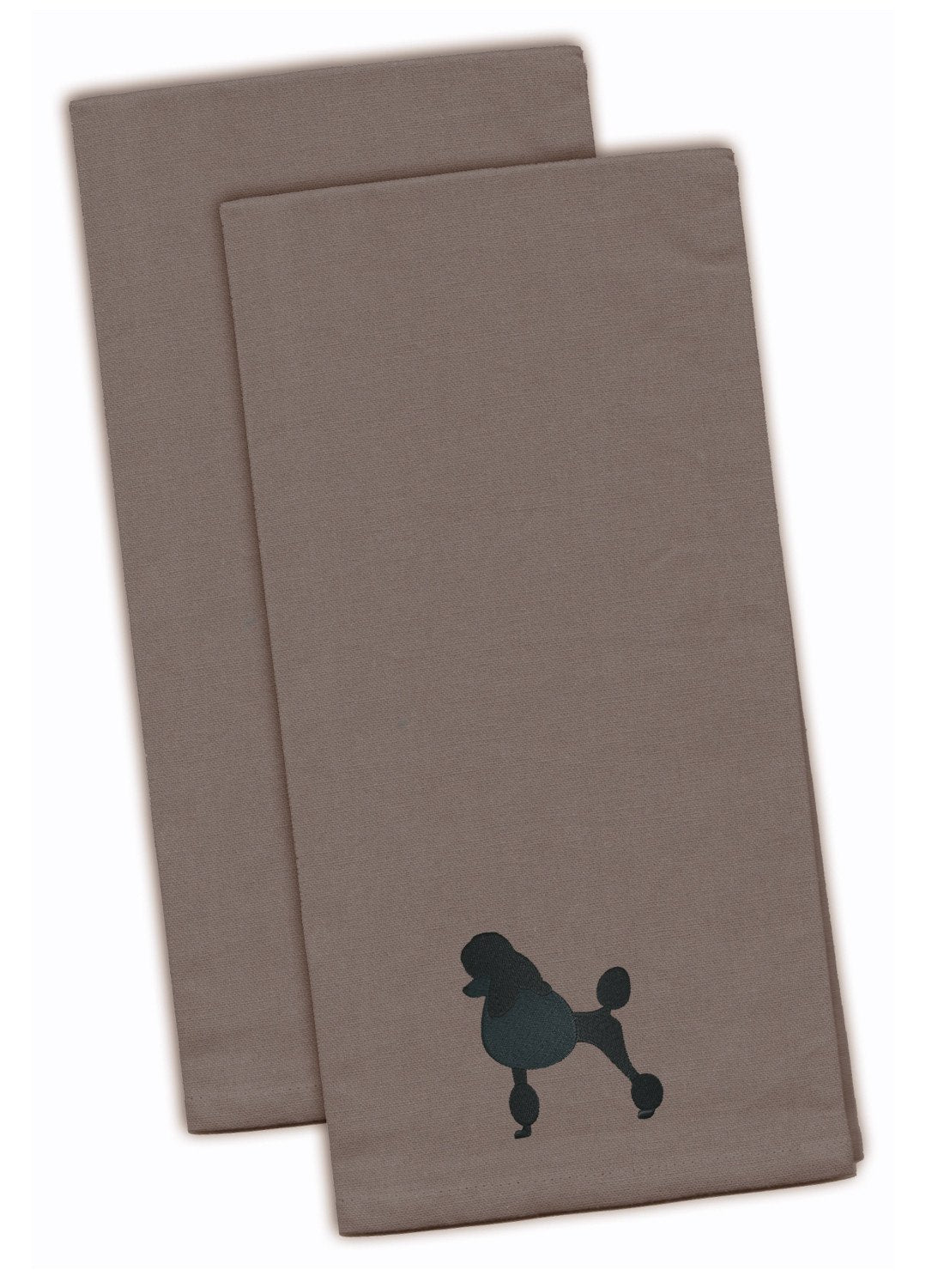Poodle Gray Embroidered Towel Set of 2
