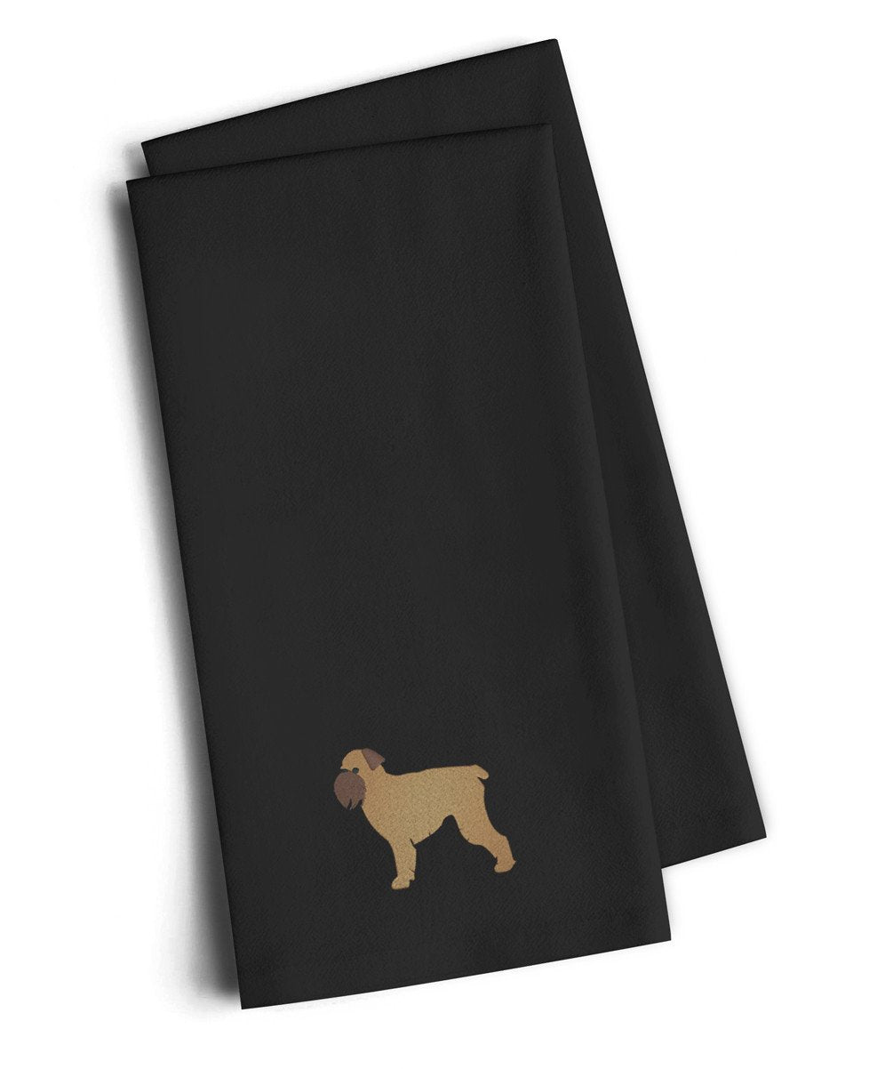 Brussels Griffon Black Embroidered Towel Set of 2 Decorative Bathroom Guest Hand Towel for Hand, Face, Tea, Dishcloth, 19 X 25, Black