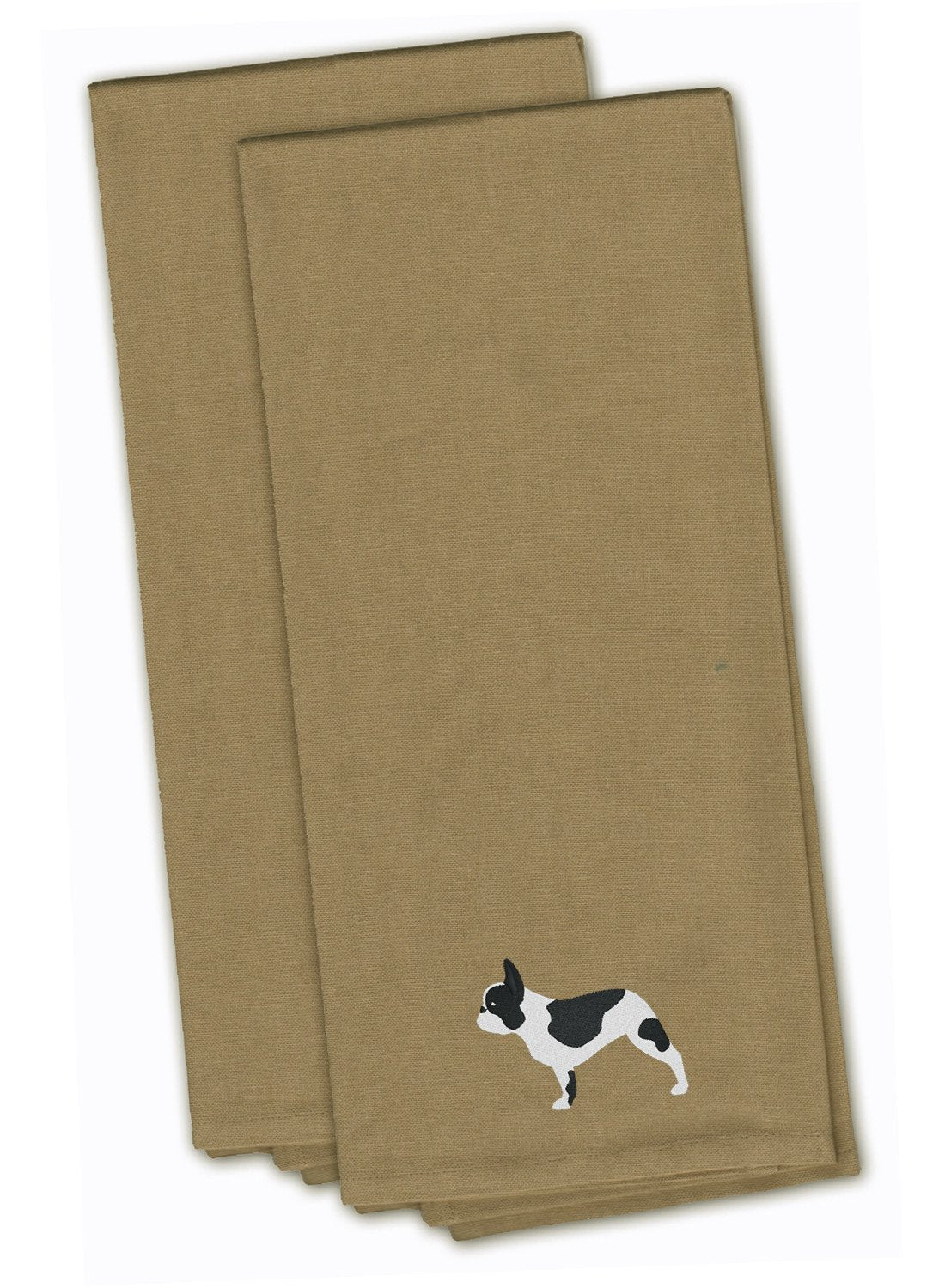French Bulldog Tan Embroidered Towel Set of 2 Decorative Bathroom Guest Hand Towel for Hand, Face, Tea, Dishcloth, 19 X 25, Tan