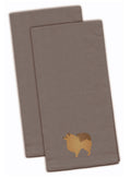 Pomeranian Gray Embroidered Towel Set of 2