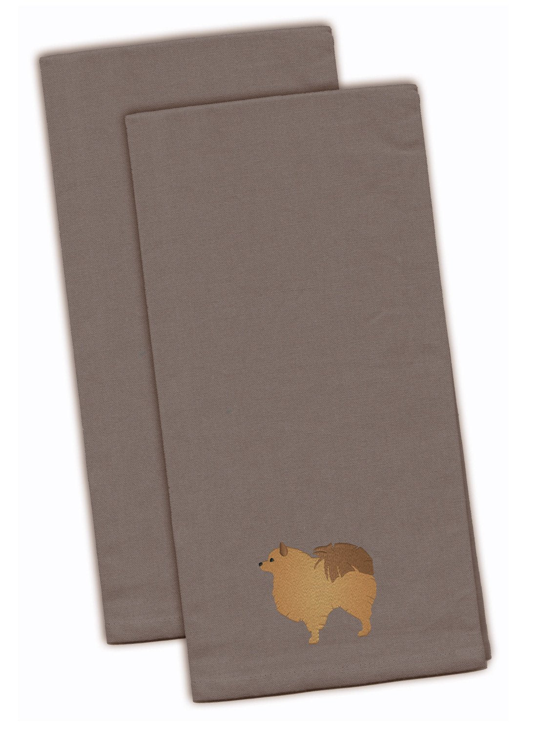 Pomeranian Gray Embroidered Towel Set of 2
