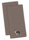 Boston Terrier Gray Embroidered Towel Set of 2