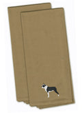 Boston Terrier Tan Embroidered Towel Set of 2 Decorative Bathroom Guest Hand Towel for Hand, Face, Tea, Dishcloth, 19 X 25, Tan