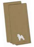Bichon Frise Tan Embroidered Towel Set of 2 Decorative Bathroom Guest Hand Towel for Hand, Face, Tea, Dishcloth, 19 X 25, Tan