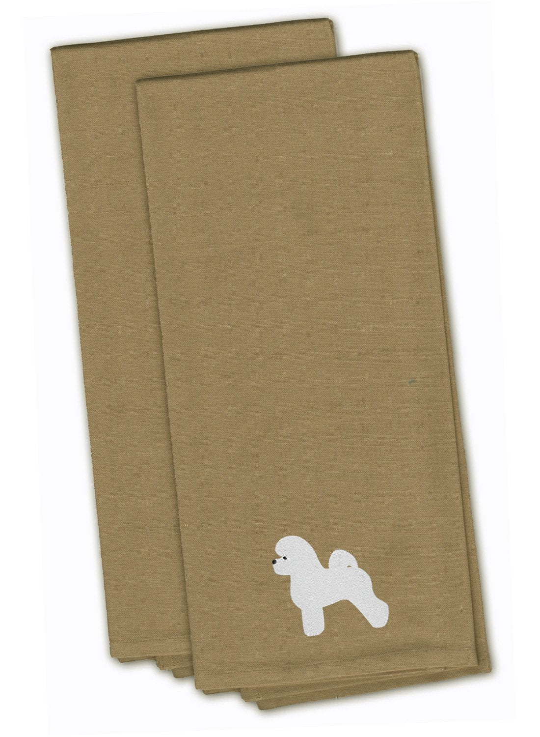 Bichon Frise Tan Embroidered Towel Set of 2 Decorative Bathroom Guest Hand Towel for Hand, Face, Tea, Dishcloth, 19 X 25, Tan
