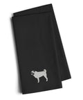 Pug Black Embroidered Towel Set of 2 Decorative Bathroom Guest Hand Towel for Hand, Face, Tea, Dishcloth, 19 X 25, Black