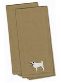 Pug Tan Embroidered Towel Set of 2 Decorative Bathroom Guest Hand Towel for Hand, Face, Tea, Dishcloth, 19 X 25, Tan