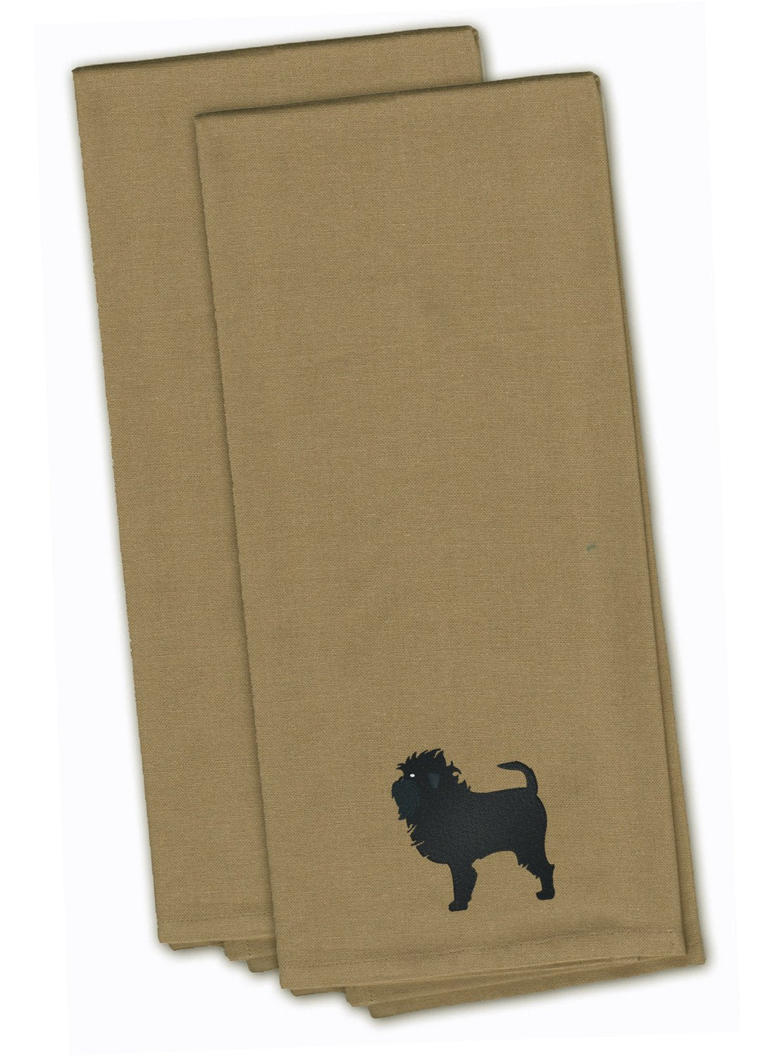 Affenpinscher Tan Embroidered Towel Set of 2 Decorative Bathroom Guest Hand Towel for Hand, Face, Tea, Dishcloth, 19 X 25, Tan