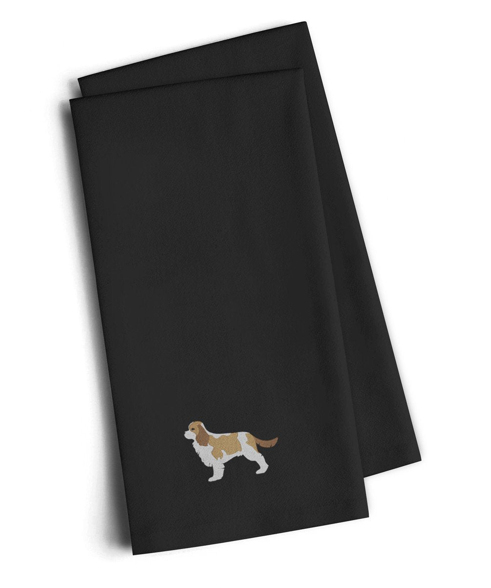 Cavalier King Charles Spaniel Black Embroidered Towel Set of 2 Decorative Bathroom Guest Hand Towel for Hand, Face, Tea, Dishcloth, 19 X 25, Black