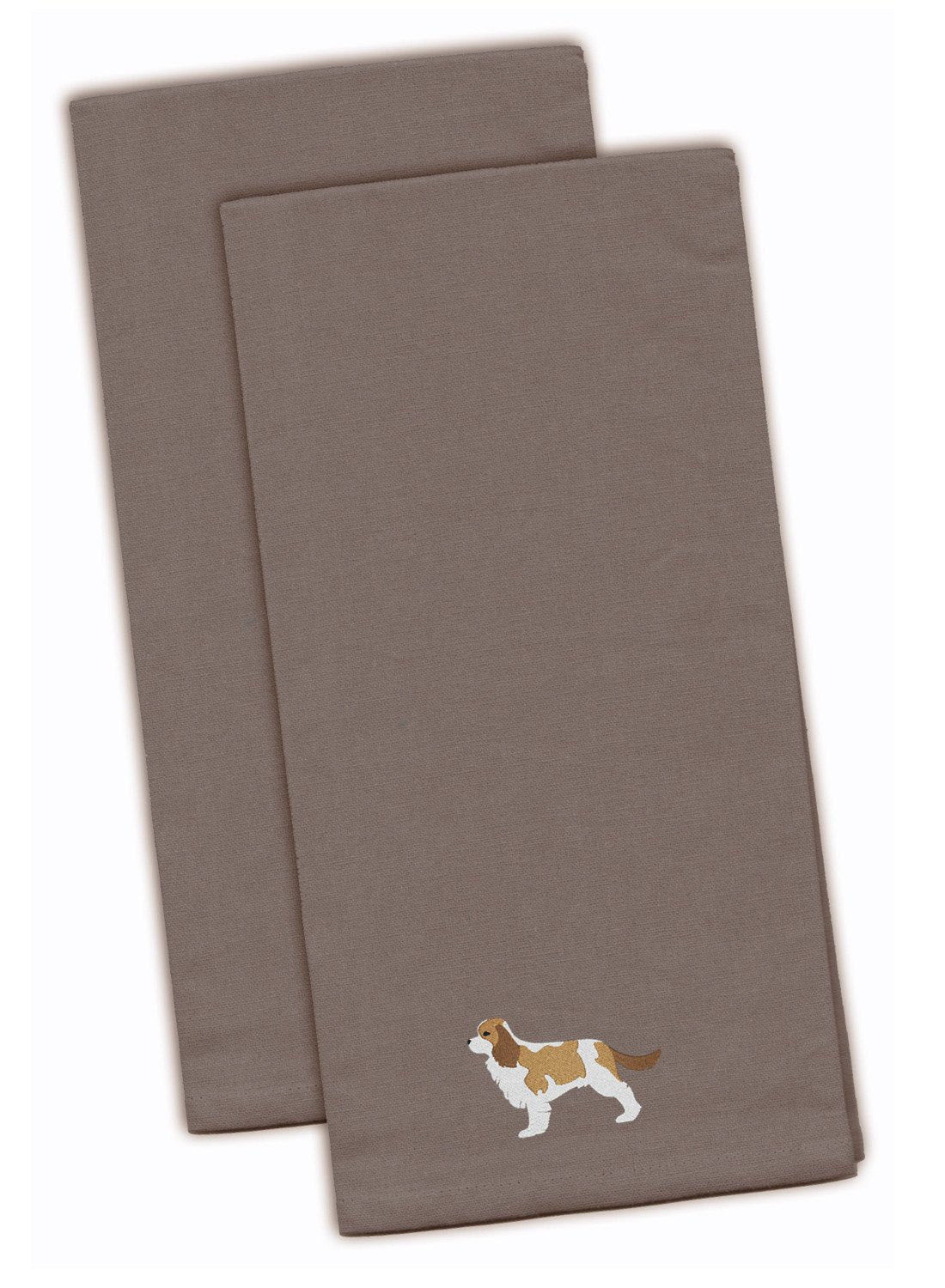 Cavalier King Charles Spaniel Gray Embroidered Towel Set of 2