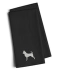 Chihuahua Black Embroidered Towel Set of 2 Decorative Bathroom Guest Hand Towel for Hand, Face, Tea, Dishcloth, 19 X 25, Black