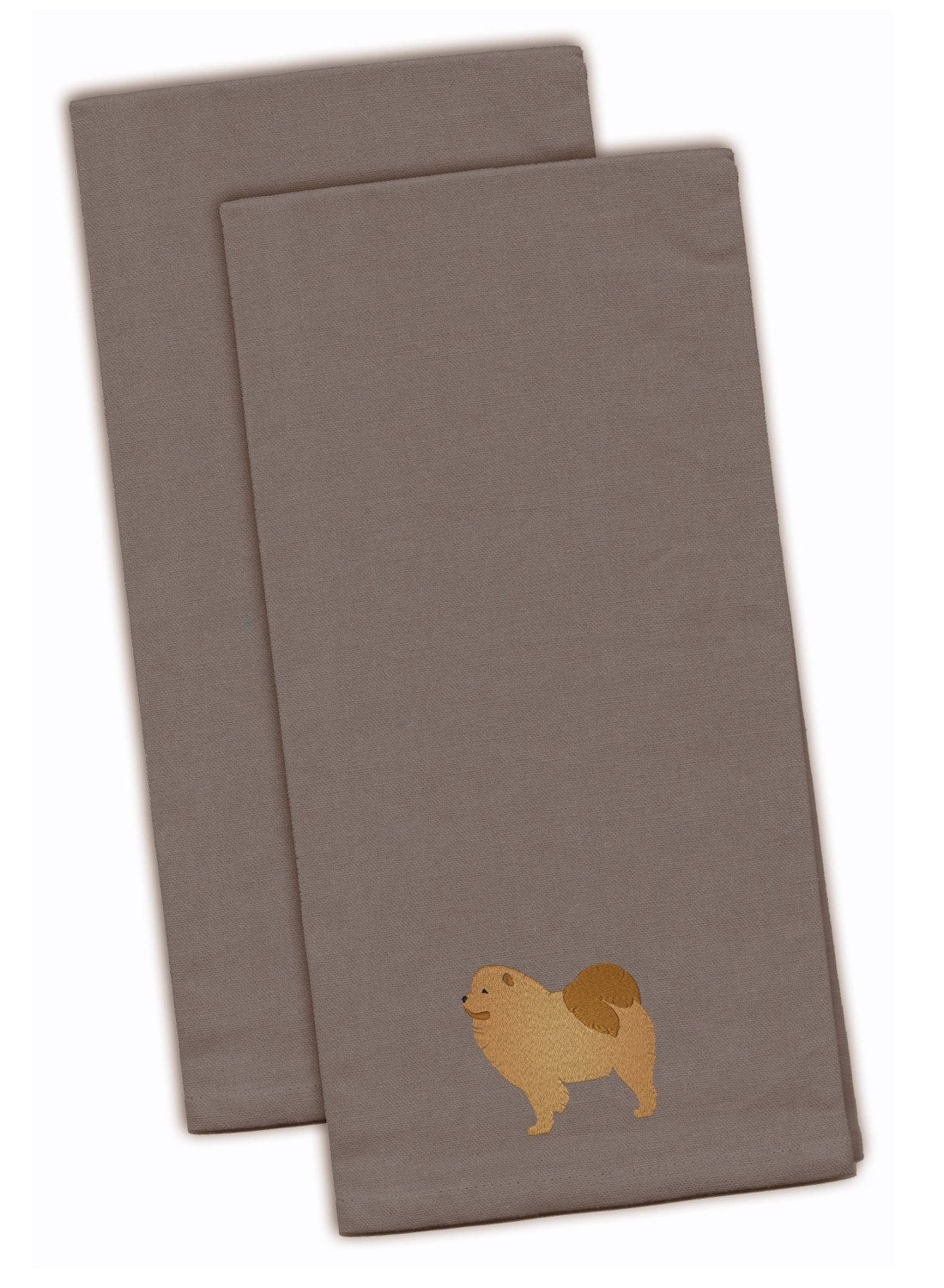 Chow Chow Gray Embroidered Towel Set of 2