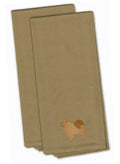 Chow Chow Tan Embroidered Towel Set of 2 Decorative Bathroom Guest Hand Towel for Hand, Face, Tea, Dishcloth, 19 X 25, Tan