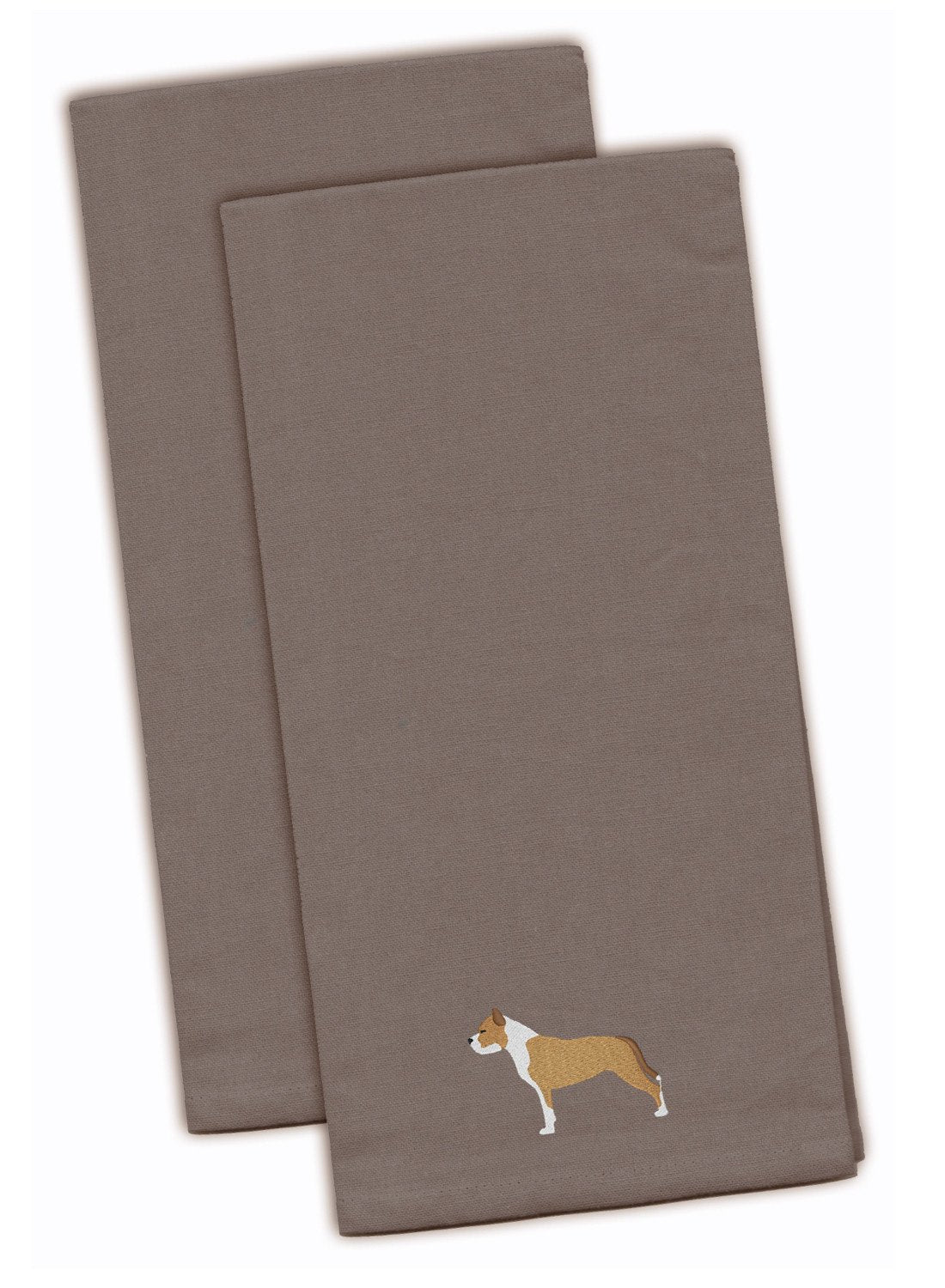 Staffordshire Bull Terrier Gray Embroidered Towel Set of 2