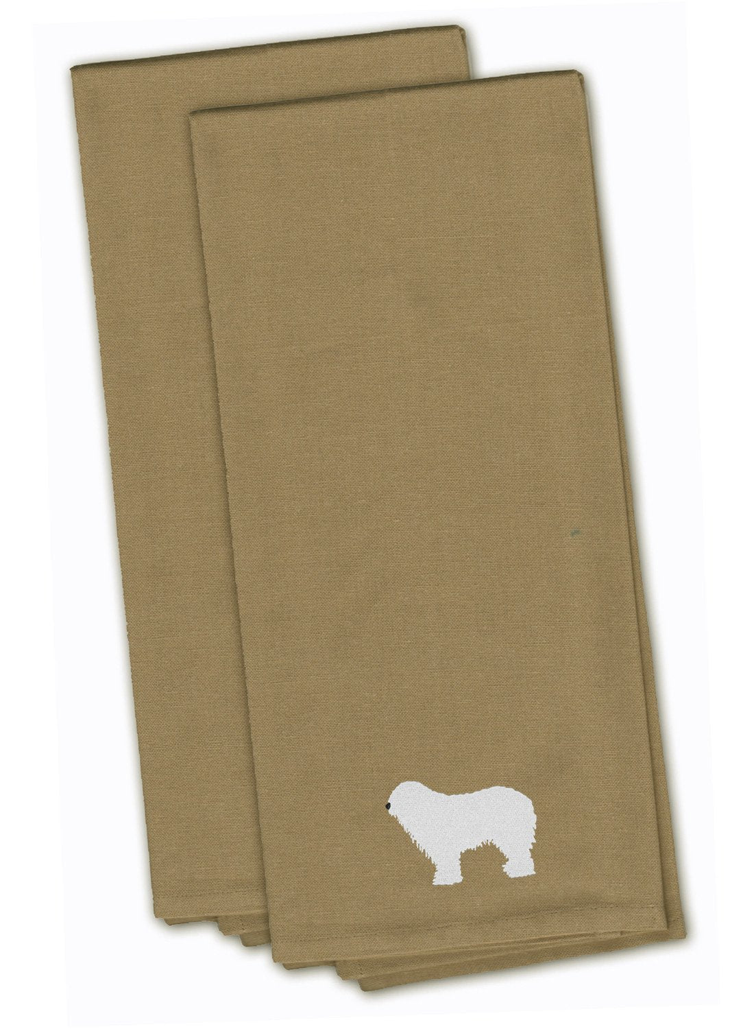 Komondor Tan Embroidered Towel Set of 2 Decorative Bathroom Guest Hand Towel for Hand, Face, Tea, Dishcloth, 19 X 25, Tan