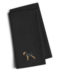 Airedale Terrier Black Embroidered Towel Set of 2 Decorative Bathroom Guest Hand Towel for Hand, Face, Tea, Dishcloth, 19 X 25, Black