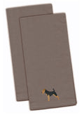 Airedale Terrier Gray Embroidered Towel Set of 2