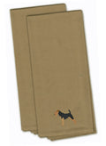 Airedale Terrier Tan Embroidered Towel Set of 2 Decorative Bathroom Guest Hand Towel for Hand, Face, Tea, Dishcloth, 19 X 25, Tan
