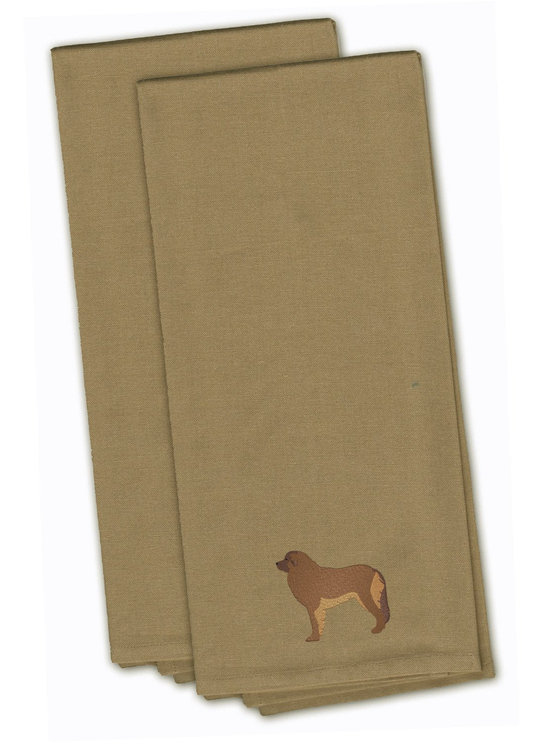 Leonberger Tan Embroidered Towel Set of 2 Decorative Bathroom Guest Hand Towel for Hand, Face, Tea, Dishcloth, 19 X 25, Tan