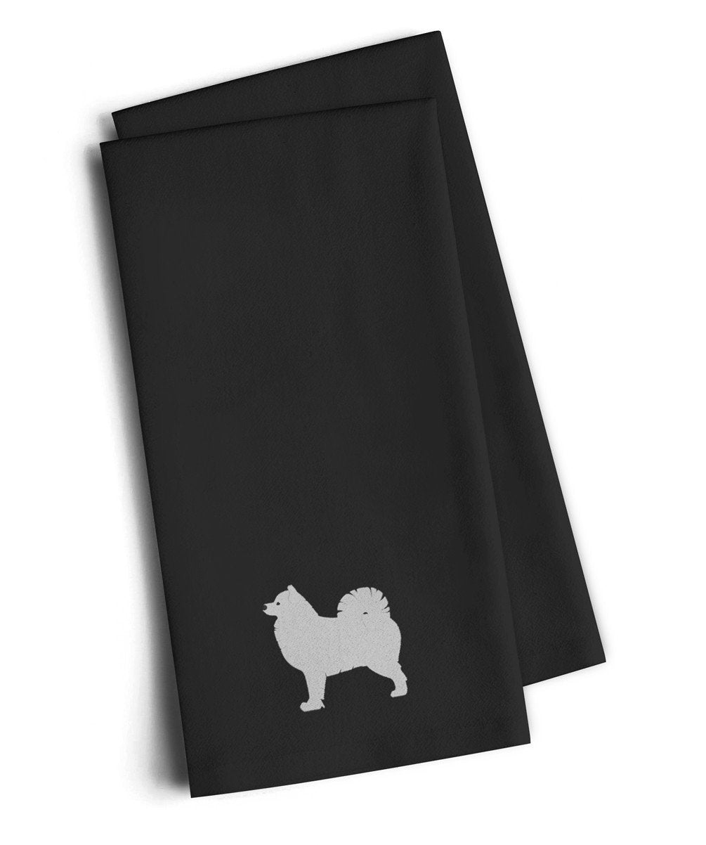 Samoyed Black Embroidered Towel Set of 2 Decorative Bathroom Guest Hand Towel for Hand, Face, Tea, Dishcloth, 19 X 25, Black