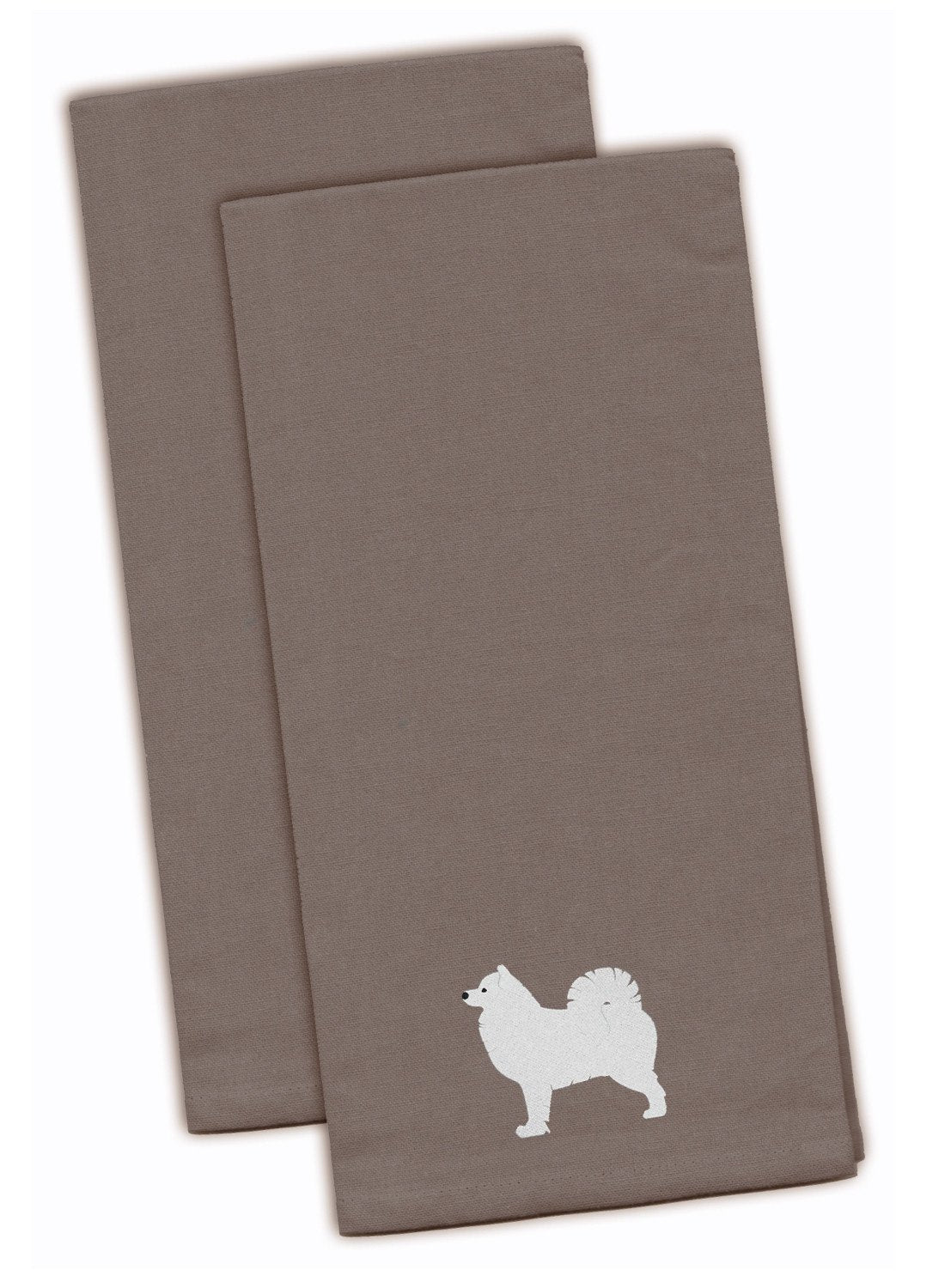 Samoyed Gray Embroidered Towel Set of 2