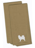 Samoyed Tan Embroidered Towel Set of 2 Decorative Bathroom Guest Hand Towel for Hand, Face, Tea, Dishcloth, 19 X 25, Tan