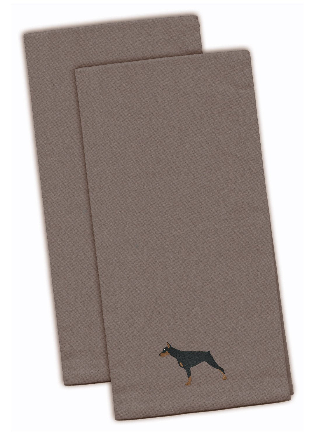 Doberman Pinscher Gray Embroidered Towel Set of 2