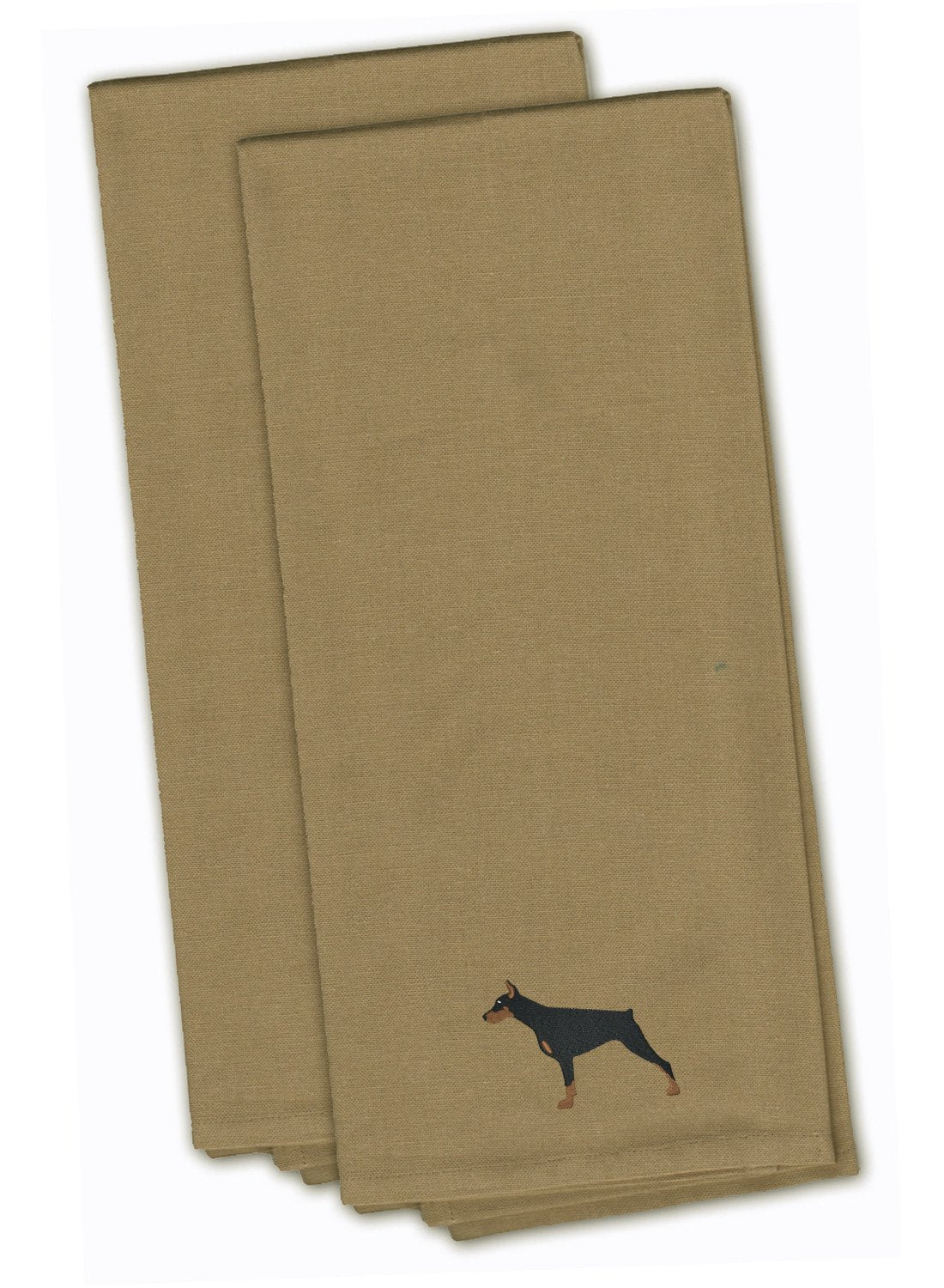 Doberman Pinscher Tan Embroidered Towel Set of 2 Decorative Bathroom Guest Hand Towel for Hand, Face, Tea, Dishcloth, 19 X 25, Tan