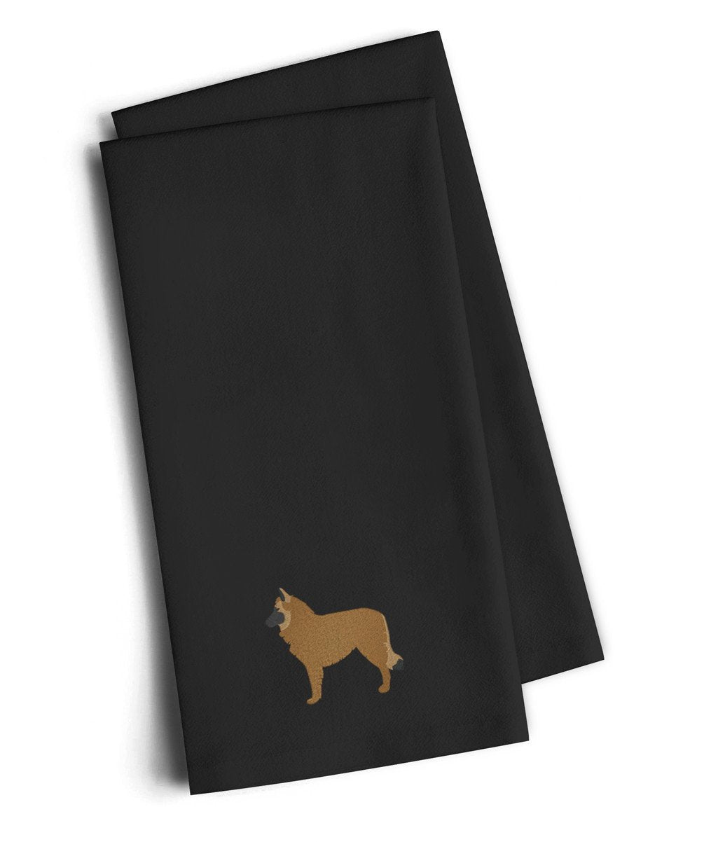 Belgian Shepherd Black Embroidered Towel Set of 2 Decorative Bathroom Guest Hand Towel for Hand, Face, Tea, Dishcloth, 19 X 25, Black