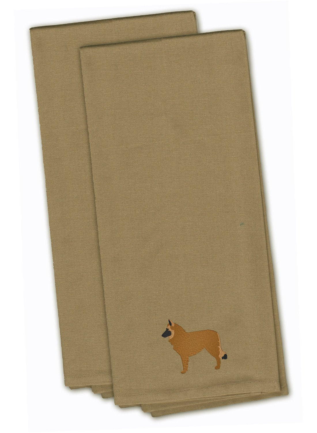 Belgian Shepherd Tan Embroidered Towel Set of 2 Decorative Bathroom Guest Hand Towel for Hand, Face, Tea, Dishcloth, 19 X 25, Tan