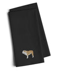 English Bulldog Black Embroidered Towel Set of 2 Decorative Bathroom Guest Hand Towel for Hand, Face, Tea, Dishcloth, 19 X 25, Black