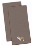 English Bulldog Gray Embroidered Towel Set of 2