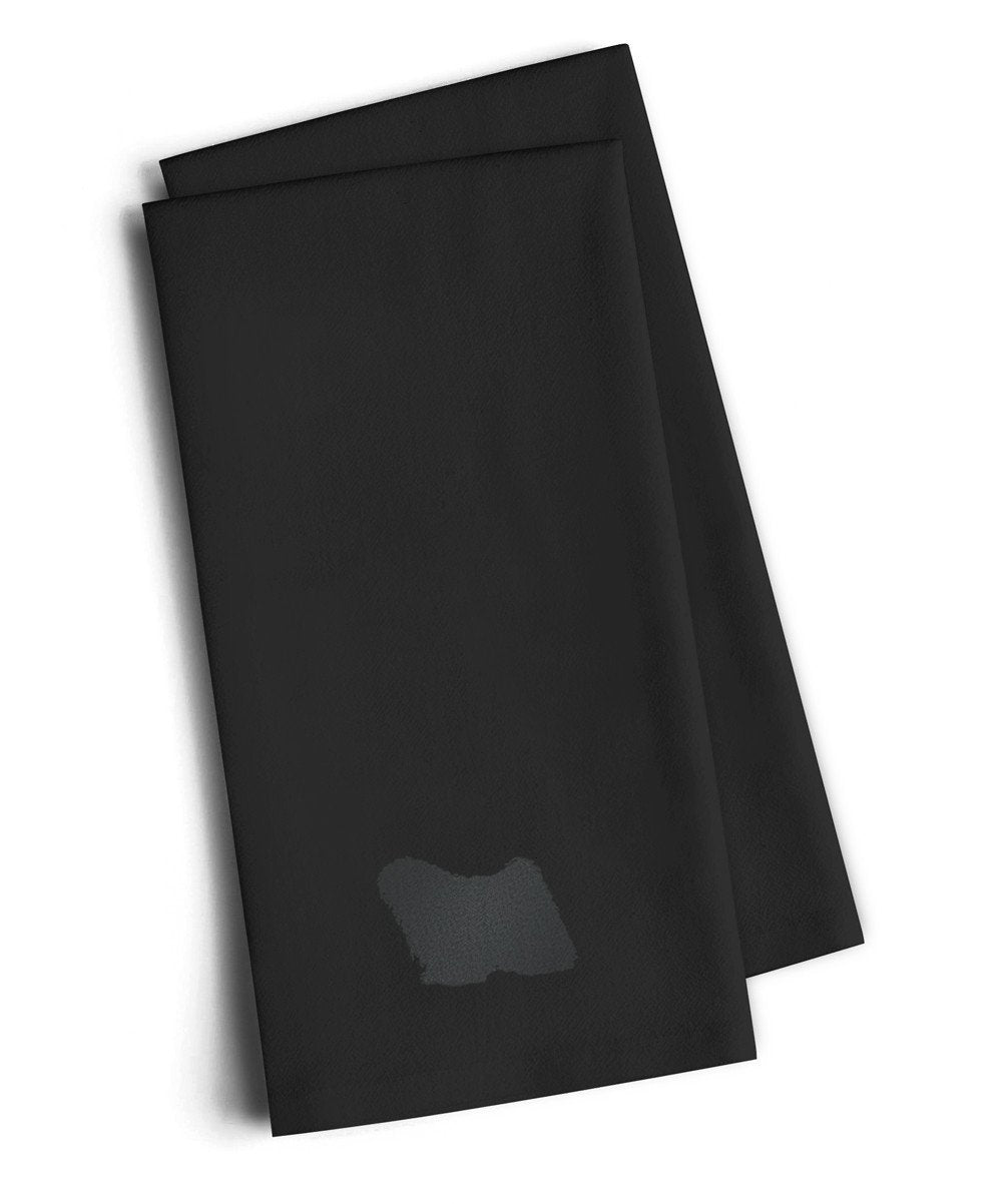 Puli Black Embroidered Towel Set of 2 Decorative Bathroom Guest Hand Towel for Hand, Face, Tea, Dishcloth, 19 X 25, Black