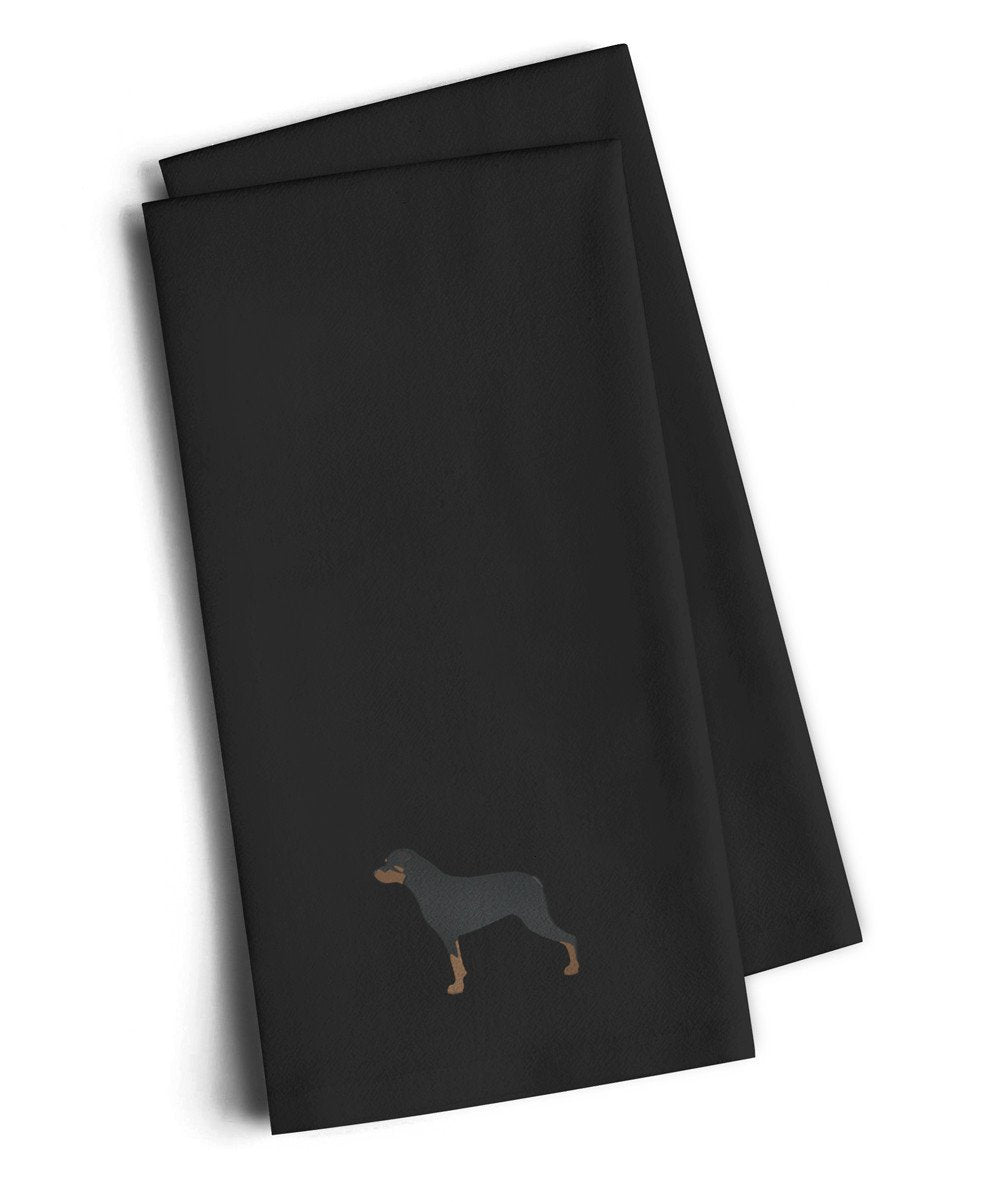 Rottweiler Black Embroidered Towel Set of 2 Decorative Bathroom Guest Hand Towel for Hand, Face, Tea, Dishcloth, 19 X 25, Black