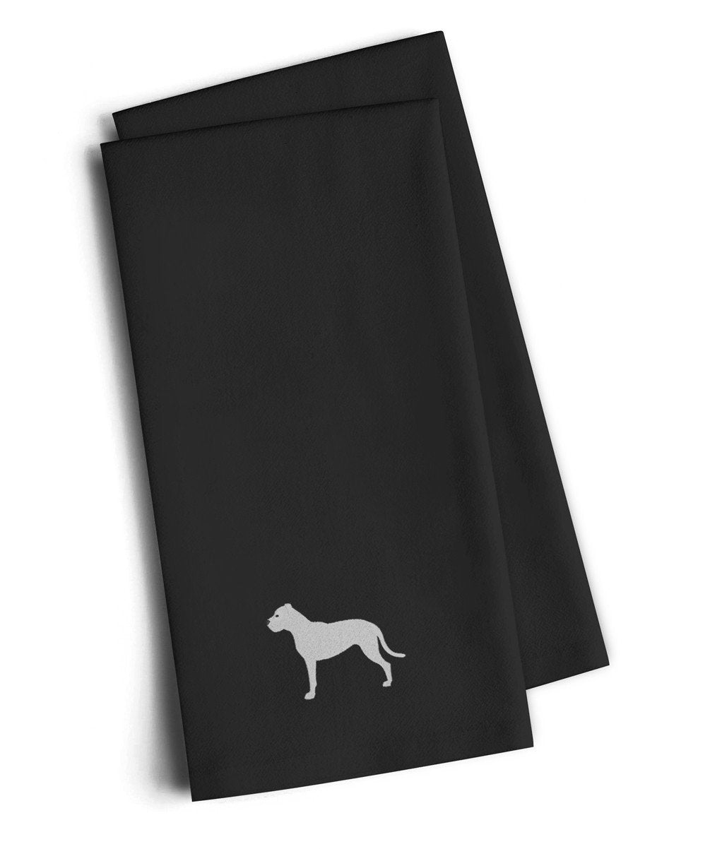 Dogo Argentino Black Embroidered Towel Set of 2 Decorative Bathroom Guest Hand Towel for Hand, Face, Tea, Dishcloth, 19 X 25, Black