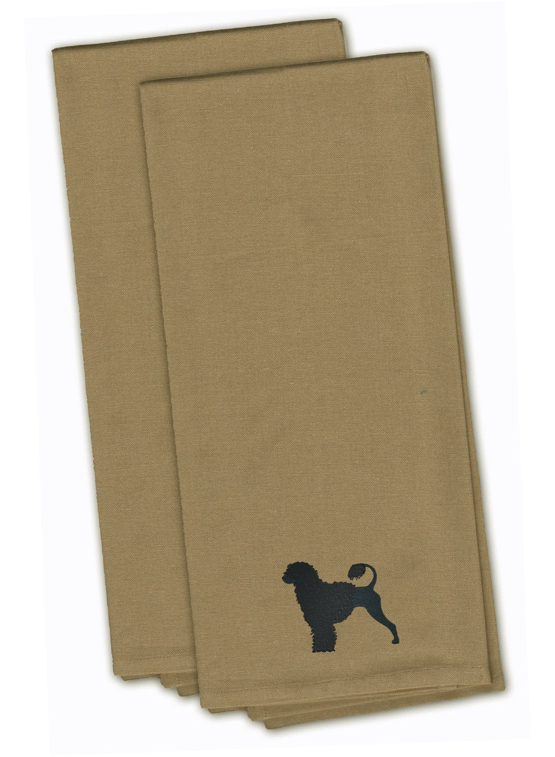 Portuguese Water Dog Tan Embroidered Towel Set of 2 Decorative Bathroom Guest Hand Towel for Hand, Face, Tea, Dishcloth, 19 X 25, Tan
