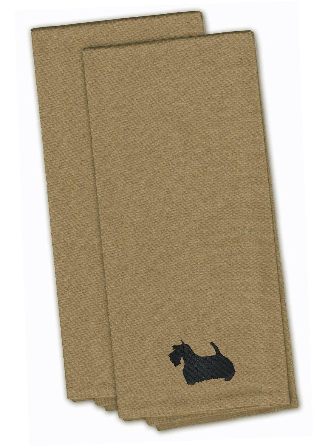 Scottish Terrier Tan Embroidered Towel Set of 2 Decorative Bathroom Guest Hand Towel for Hand, Face, Tea, Dishcloth, 19 X 25, Tan