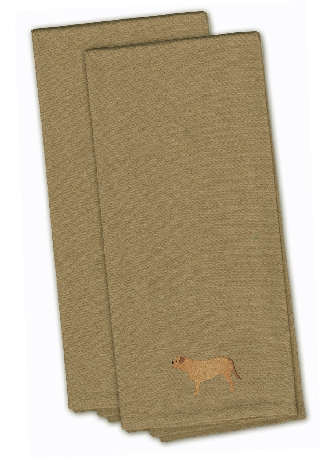 Dogue de Bordeaux Tan Embroidered Towel Set of 2 Decorative Bathroom Guest Hand Towel for Hand, Face, Tea, Dishcloth, 19 X 25, Tan
