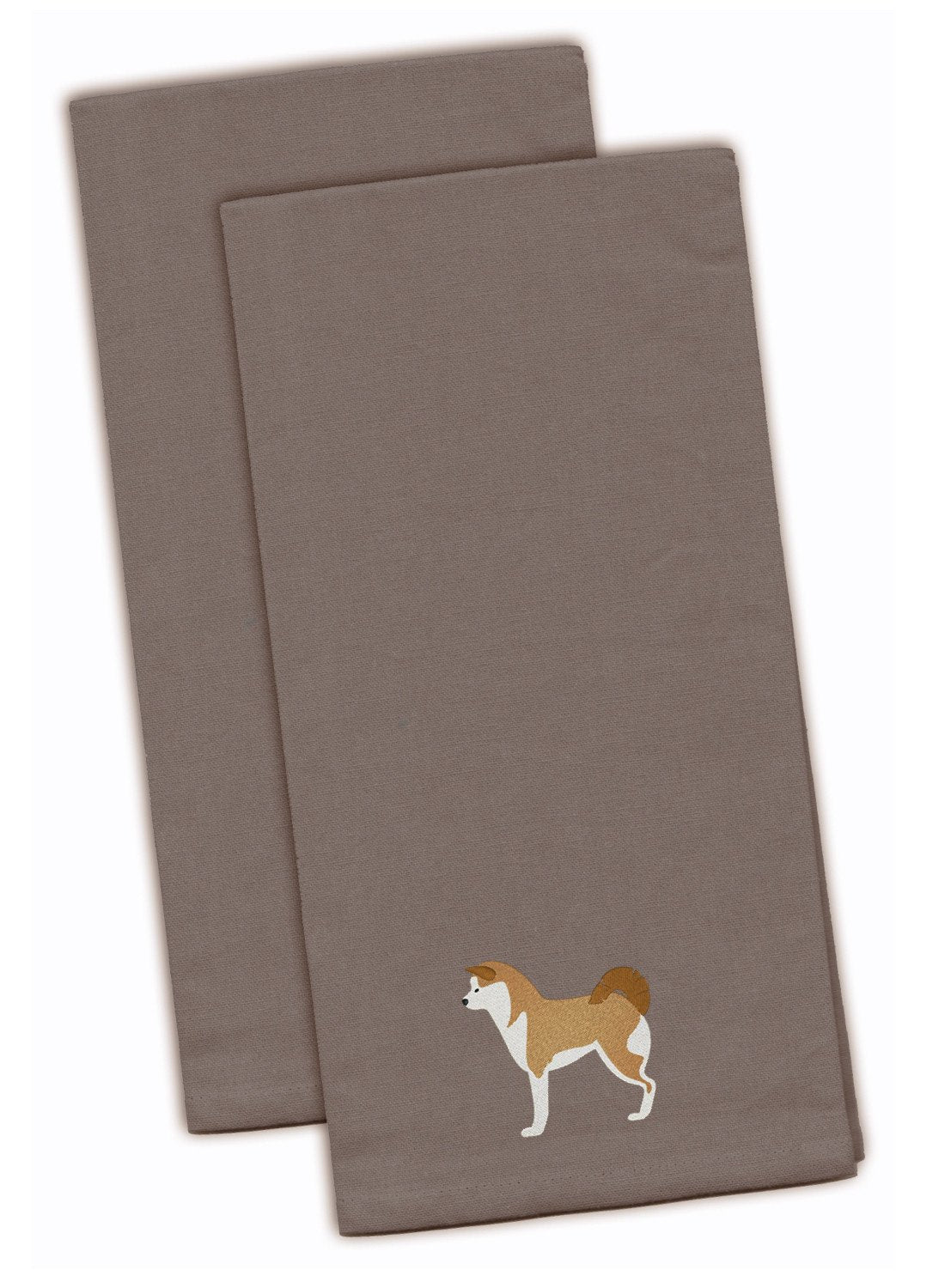 Akita Gray Embroidered Towel Set of 2