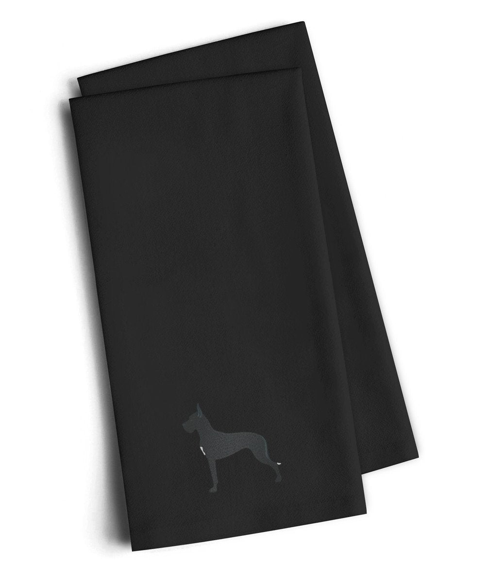 Great Dane Black Embroidered Towel Set of 2 Decorative Bathroom Guest Hand Towel for Hand, Face, Tea, Dishcloth, 19 X 25, Black