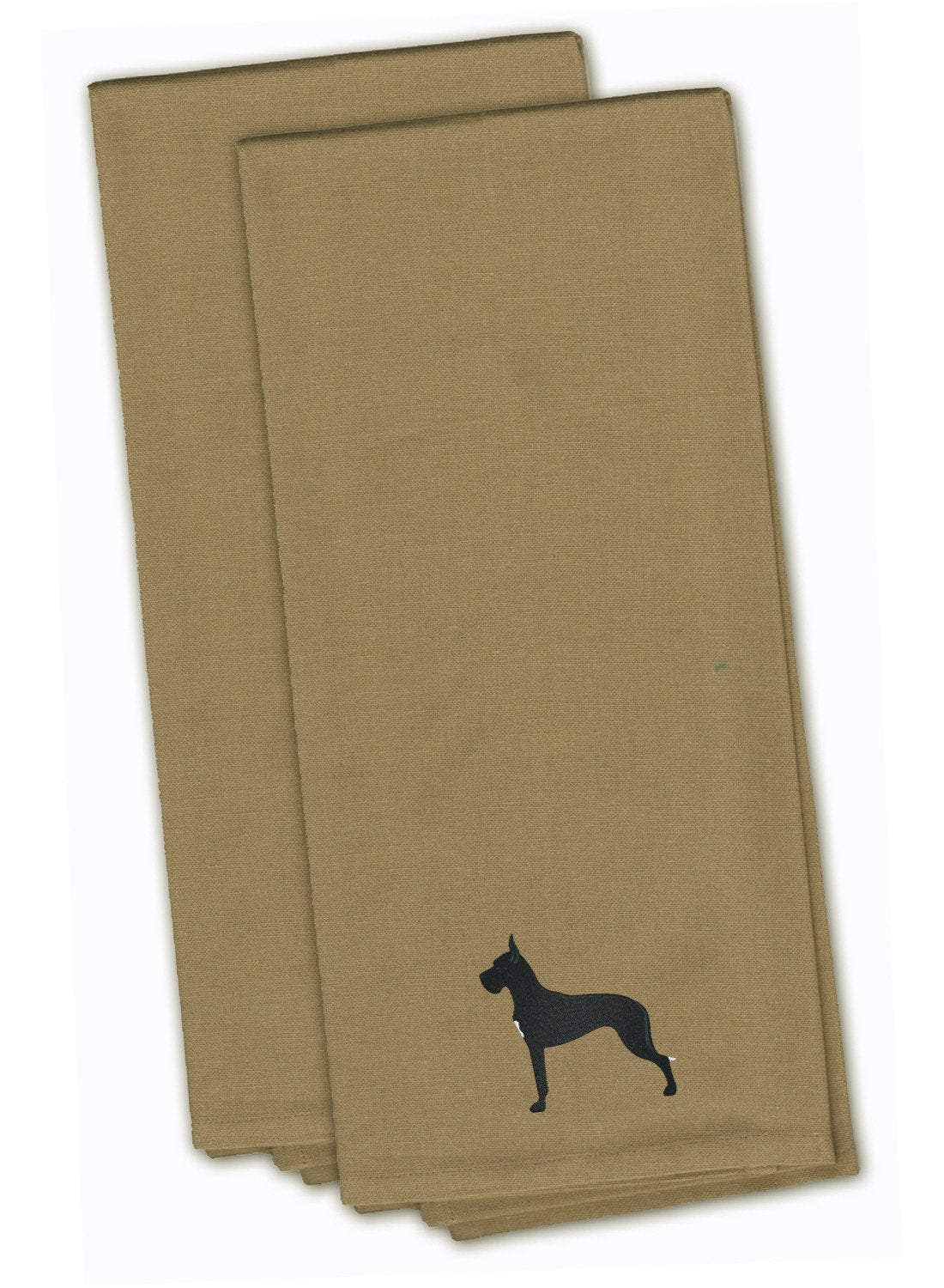 Great Dane Tan Embroidered Towel Set of 2 Decorative Bathroom Guest Hand Towel for Hand, Face, Tea, Dishcloth, 19 X 25, Tan