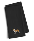 Saint Bernard Black Embroidered Towel Set of 2 Decorative Bathroom Guest Hand Towel for Hand, Face, Tea, Dishcloth, 19 X 25, Black