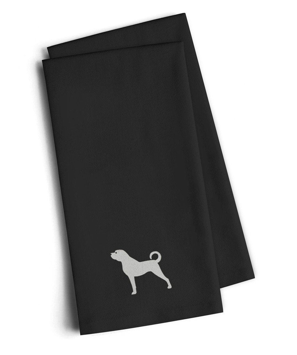 Anatolian Shepherd Black Embroidered Towel Set of 2 Decorative Bathroom Guest Hand Towel for Hand, Face, Tea, Dishcloth, 19 X 25, Black